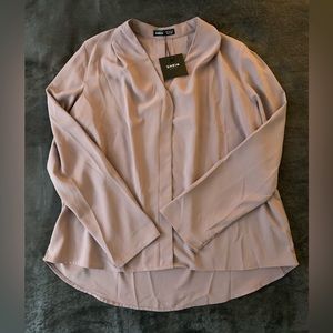 SHEIN BIZwear Fold Pleated Solid Top, Size M 6, Dusty Purple